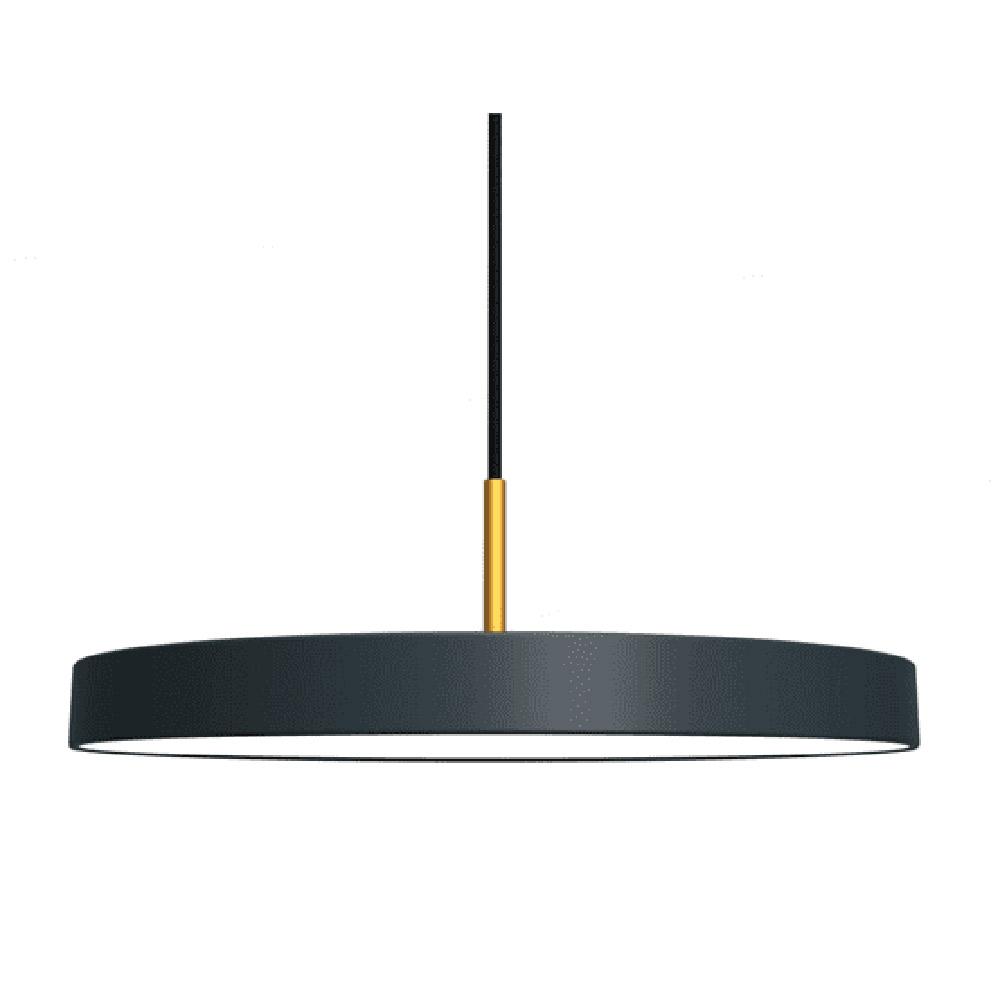 Umage Asteria, lampe suspendue LED ronde, en acier et acrylique,  gris anthracite, laiton