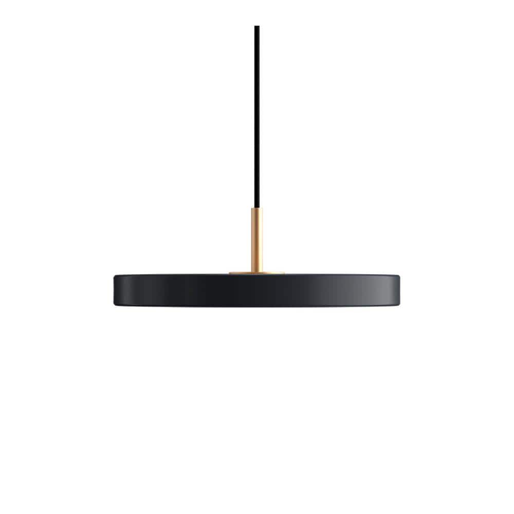 Umage Asteria mini, lampe suspendue LED ronde, en acier et acrylique,  gris anthracite, laiton