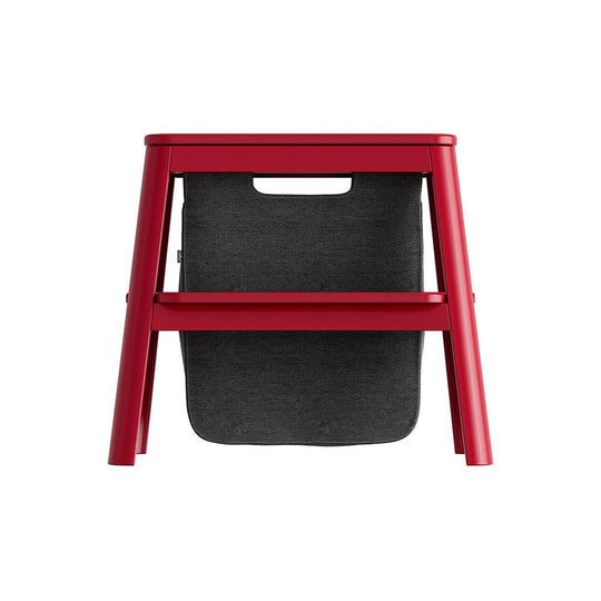 Umage Step it up, tabouret avec marche et sac, en bois et polyester,  rouge rubis